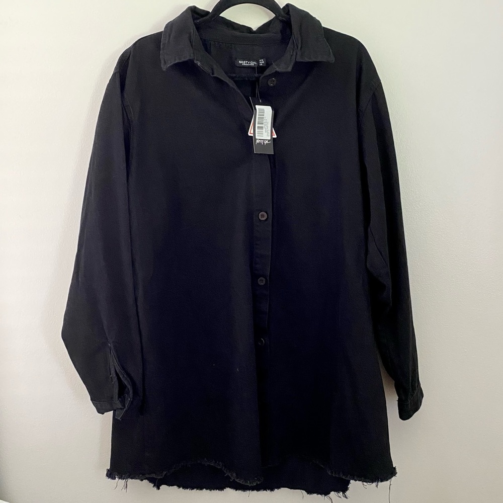 NWT Nasty Gal Oversized Black Denim Shirt